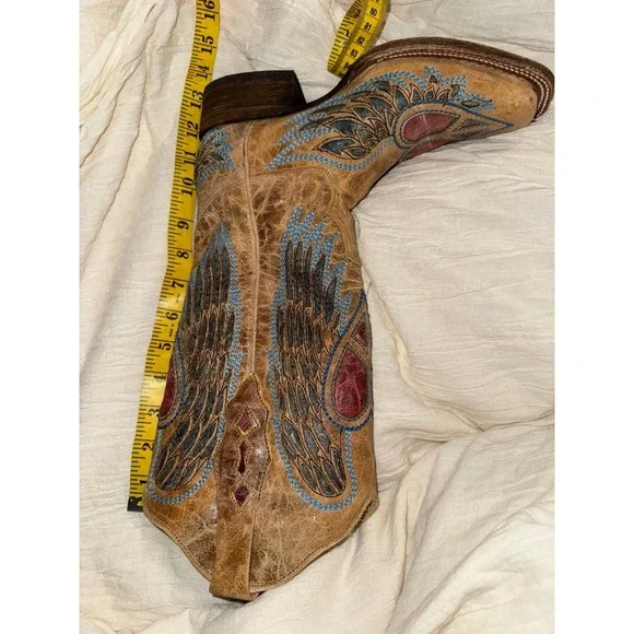 Corral Women's Heart Wings western boots snip toe distressed leather size 6 - Picture 10 of 12